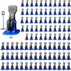 100 Pièces cale nivellement carrelage, kit de système de nivellement de carrelage, avec 100 Aiguilles en Acier Rechange, pour Pose de Carrelage Sol