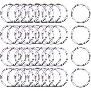 Lot de 100 anneaux de classeur en m&eacute;tal - Feuilles en vrac - Porte-cl&eacute;s - Feuilles en vrac - Pour scrapbooking, album de scrapbooking - Artisanat