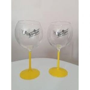 Lot de 2 verres ballon cocktail - 47 cl - Pied jaune - Mod&egrave;le Schweppes - Neufs
