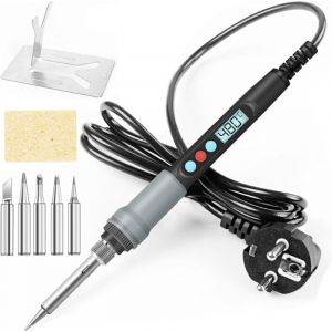 Fer à souder électrique, 90W Fer a Souder Etain Soudure Température Réglable 100℃480℃ Visible Fer a Souder Électrique avec l'Interrupteur on/off 5