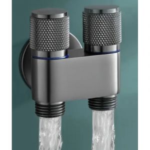 Valve de chasse d'eau, vanne d'angle &agrave; une entr&eacute;e et deux sorties, robinet &agrave; double ouverture, volant antid&eacute;rapant, accessoires de toilette