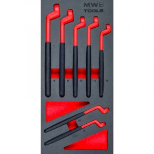Jeu de cl&eacute;s polygonales 8-19 mm 7 pi&egrave;ces module en mousse pour servante d'atelier Mw Tools MWERI8197