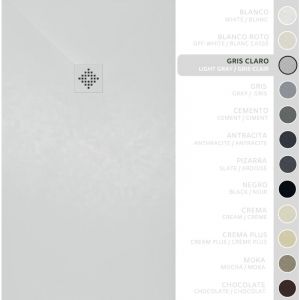 SOULBATH Receveur de Douche -R&eacute;sine -Gel Coat -Texture Lisse/Pierre -Antid&eacute;rapant -Couleur Gris Clair - 60X60- Extra plat 3cm. Bonde de Vidage