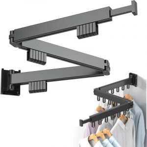 &Eacute;tendoir Mural, Cintre Mural Porte-v&ecirc;tements Pliable, 3 &Eacute;tages Cintre Mural Support de S&eacute;chage 120cm avec 18 Crochets,Porte-v&ecirc;tements Pliable Mural p