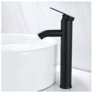 Treetalk - Mitigeur de Lavabo, Design à Bec Haut, Robinet Monotrou, pour Vasque à Poser sur Table pour Salle de Bain en Cuivre Chromé avec Mousseur