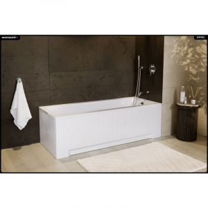 Otitec - Baignoire rectangulaire - 160 x 70 cm - avec Tablier Blanc Rainur&eacute; - Pieds - Vidage Chrome inclus - bona