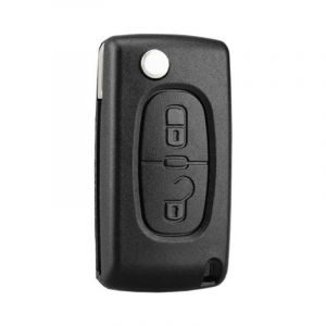 2 Boutons Coque Clé Compatible CE0523 clé à Rabat Pliable pour Peugeot 207 307 308 407 408 3008 5008 Citroen C2 C3 C4 C5 C6 C8 (2 Boutons, CE0523)