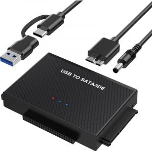 Convertisseur USB 3.0 vers SATA/IDE - Adaptateur externe pour disques durs 2,5" et 3,5" avec c&acirc;ble USB C.