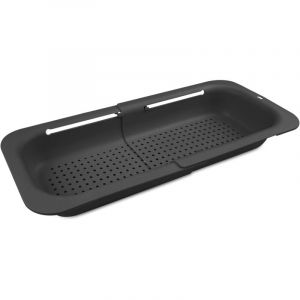 Passoire à Poser Sur l'Évier (34-47cm), Extensible Panier de Vidange de Cuisine, Passoire Retractable en Plastique pour Égoutter les Pâtes Cuites,