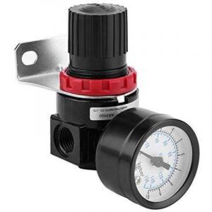Régulateur de pression d'air, AR2000 G1 / 4 Compresseur à Commande Pneumatique avec Manomètre, 1/4' Soupape Jauge Réglable de Pression d'Air en