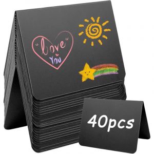 40 Pi&egrave;ces Mini Tableau Noir: Mini Ardoise R&eacute;utilisable Pour les &eacute;tiquettes de Prix, Mini Panneau D'affichage pour Buffet Mariage Boulangerie F&ecirc;te