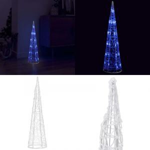 Cône lumineux décoratif pyramide à led Acrylique Bleu 60 cm - Décoration Noel - Cone Luminaire - Illumination Exterieure - Lumières Led - Decoration