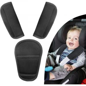 Voiture Prot&egrave;ge Ceinture de S&eacute;curit&eacute; Coussin 3 Pi&egrave;ces Coussin Ceinture de S&eacute;curit&eacute; Amovible Poussette pour B&eacute;b&eacute; Prot&egrave;ge Ceintures pour Adultes et