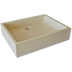 Vasque à poser timbre crème moucheté carrée en Terrazzo pour salle de bain