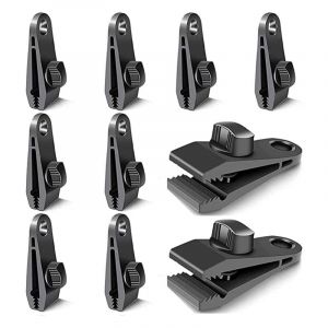Ahlsen - 10 Pièces Clips de Bâche, Pièces de Fixation de Bâche, Crochets de Bâche, Clips de Tente de Camping Coupe-Vent, Accessoires de Clip