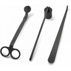 Lablanc - 3PCs Bougie Éteignoir Kit d'outils en Acier Inoxydable Con Éteignoir a Bougie, Tondeuse de Meche et Dipper de Mèche (Noir)