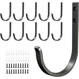 10 Pi&egrave;ces Crochets Muraux Noir, Pat&egrave;re Porte Manteau Murale, Patere Salle de Bain, Pat&egrave;res &agrave; Visser pour Panneaux Acoustiques, pour Mur, Porte, Salle