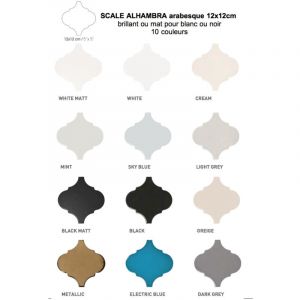 Carrelage mural fa&iuml;ence effet graphique SCALE ALHAMBRA arabesque 12x12cm Arabesque / Lanterne 12x12 cm Dor&eacute; - Brillant / Poli - bo&icirc;te de 0.43 m2