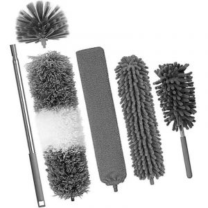 6 pi&egrave;ces Plumeau Poussiere Telescopique, XU,plumeau Toile araign&eacute;e,Plumeaux Microfibre Lavable T&ecirc;te Nettoyage Diff&eacute;rentes, Plumeau T&eacute;lescopique pour
