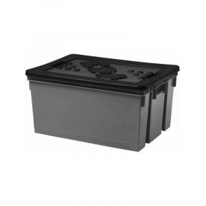 Bac de rangement 50 litres gris avec couvercle noir EDA