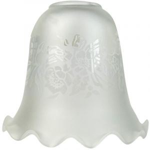 Tibelec - Verre tulipe satin&eacute; blanc et grav&eacute; pour lustre et applique