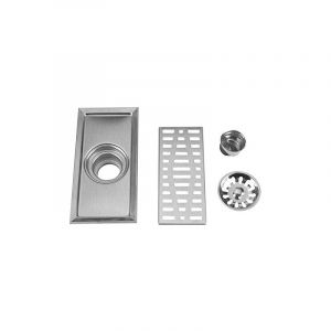 Jeffergarden 20x10cm Rectangle En Acier Inoxydable Siphon De Sol Salle De Bains Douche Cuisine Déchets Grille