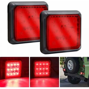 Lot de 2 feux arri&egrave;re de remorque &agrave; LED, feux de remorque &agrave; LED carr&eacute;s 24 V, feux de freinage arri&egrave;re blancs, feux antibrouillard pour