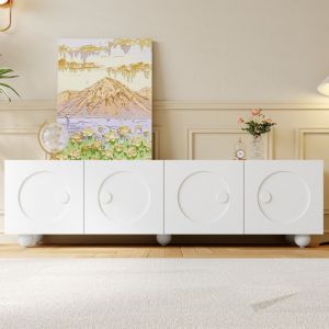 Meuble TV blanc moderne, support TV, panneau TV, meuble TV bas. Design unique. 180,5 x 38 x 50 cm