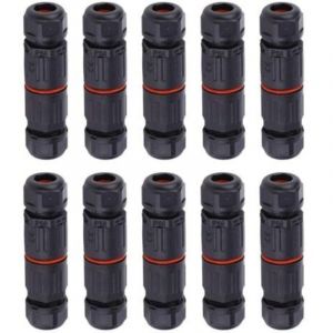10 PCS IP68 Etanche Connecteur de C&acirc;ble Electrique, Femelle 3 Broches Connecteurs Etanches Prise de Courant Ext&eacute;rieure Raccord de Connecteur Fil