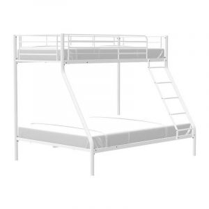Lits superposes - 90/140 x 190 cm - Blanc - En metal - Sommiers inclus - BRUCE