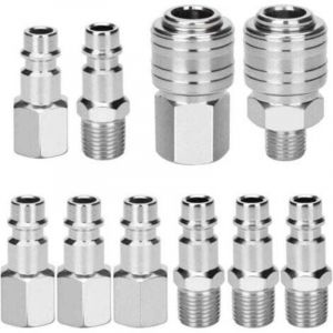 CHOYCLIT 10 PCS Raccords de compresseur 1/4"BSP Raccord Rapide Pneumatique Europ&eacute;en Coupleur pneumatique d'air kit compresseur accessoire d'air tuyau