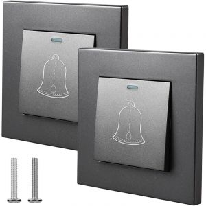 2 pi&egrave;ces Bouton de sonnette, Bouton-poussoir de sonnette de porte, Bouton de sonnette ext&eacute;rieur de 86mmx86mm, Interrupteur de lumi&egrave;re encastr&eacute;