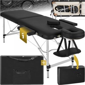 Table de massage pliante 2 zones en aluminium portable + housse - noir