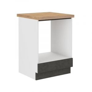 Sans Marque - Meuble bas pour four encastrable avec plan de travail - Gris mat - l 60 x p 51,6 x h 85 cm - lassen