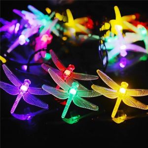 Guirlande Lumineuse Solaire 50 LED Libellule Extérieur Flash Libellule Lampe Solaire Décoration avec 8 Modes Lumière Eclairage Etanche pour