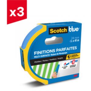 Lot de 3 rubans de masquage Finitions Parfaites ScotchBlue&trade;, 24 mm x 41 m, 1 Rouleau/Emballage, 100% PEFC SGSCH-PEFC-COC-110078