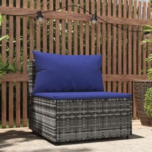 Canapé central de jardin, Salon de jardin, Banquette de jardin avec coussins gris résine tressée togp54108 DESIGN IN