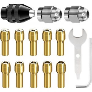 15 Pi&egrave;ces Mandrin Compatible avec Dremel, Accessoires pour Outil Rotatif, 0,5mm &agrave; 3,2mm Remplacement 4486 Mandrin &agrave; Changement Rapide, Remplacement
