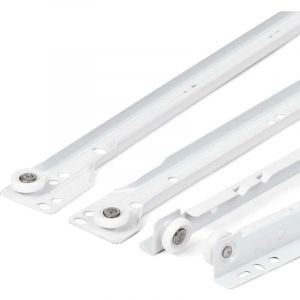 Coulisse Tiroir 400 mm - Lot de 2 (1 paire) Rails pour Tiroir Coulissants, en blanc, Syst&egrave;me de Glissi&egrave;re &agrave; Sortie Partielle - Kit de Tiroir