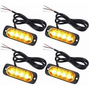 Feux de pénétration LED Alerte sécurité 4pcs 12/24V, orange, IPX4 Conducteurs (van/camion/tracteur)