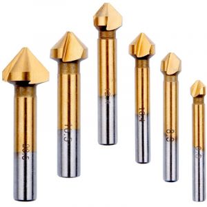 NOLUXA Fraise Conique Metal Bois,Foret Titane Metaux Chanfreiner HSS 90 Degr&eacute;s 6,3mm, 8,3mm，10,4mm, 12,4mm, 16,5mm, 20,5mm Fraise a Noyer