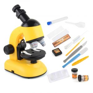 Lifcausal - Microscope Éducatif led 100x/400x/1200x pour Enfants Kit Scientifique Haute Résolution avec Matériel de Précision