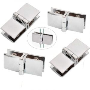 4 pi&egrave;ces Clip de porte verre charni&egrave;re, Charni&egrave;re de porte en verre en acier inoxydable, Charni&egrave;re pliante en verre, Charni&egrave;re De Serrage De Porte,