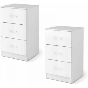 Costway - Lot de 2 Caisson de Bureau Meuble de Rangement avec 3 Tiroirs pour Feuilles A4, Lettre,Dossiers et Documents 37 x 34 x 66,5 cm Blanc