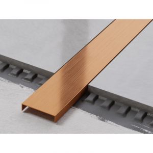 Ilcom - Profilé u de connexion rectifié en acier inoxydable pour carrelage 4cm x 244cm - Cuivre satiné