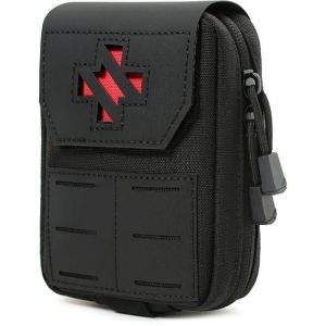 Pochette m&eacute;dicale tactique - Trousse de premiers secours et IFAK d&eacute;tachable Compatible Molle Nylon 1000D Verrouillage par anneau en D (noir)