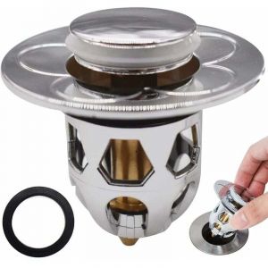 Pop Up Bouchon Lavabo,Bouchon de Lavabo Flitre de Vidange Anti-Bloqu&eacute; Clapet Bonde Salle de Bain Bouchon d'&Eacute;vier Type Poussoir &eacute;viers de Cuisine pour