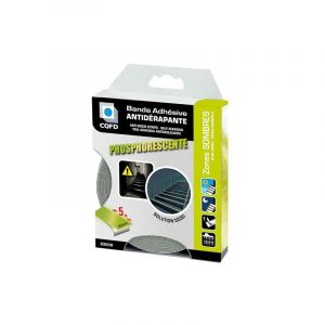 Cqfd - Bande adh&eacute;sive antid&eacute;rapante phosphorescente 25 mm x 5 m