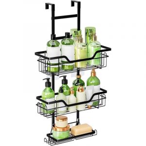 Etagere Douche &agrave; Suspendre, Porte Savon Douche sans Per&ccedil;age, Support gel Fouche Salle de Bain, Etagere Salle de Bain avec Porte-Savon, Noir