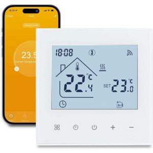 Thermostat Connect&eacute; WiFi Maison Connect&eacute;e Thermostat pour Plancher Chauffant &agrave; Eau Thermostats d'ambiance Programmables sans Fil Compatible Alexa,